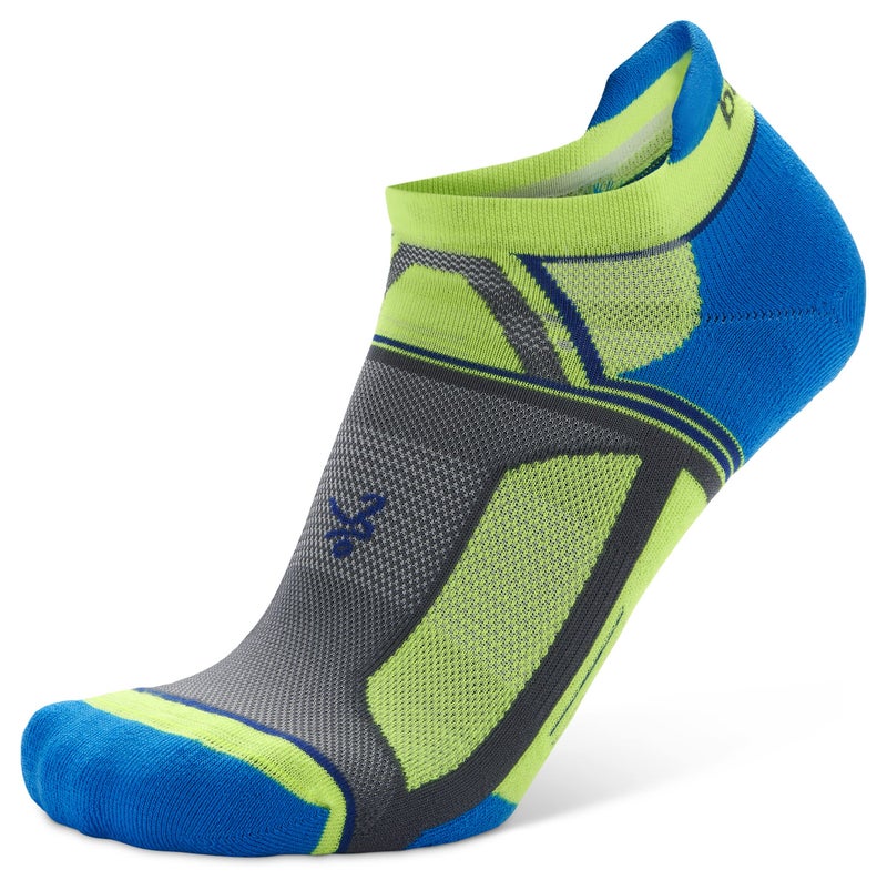 Balega Hidden Contour Upcycled Impact Resistance / Cushioning Performance No Show Athletic Running Socks for Men and Women (1 Pair) Ethereal Blue/Neon Lime, Medium - Image 1