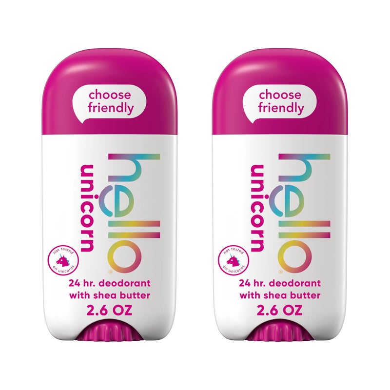 hello Unicorn Aluminum Free Deodorant for Women Girls Safe for Kids Dermatologically tested Natural Fragrance 2 Pack