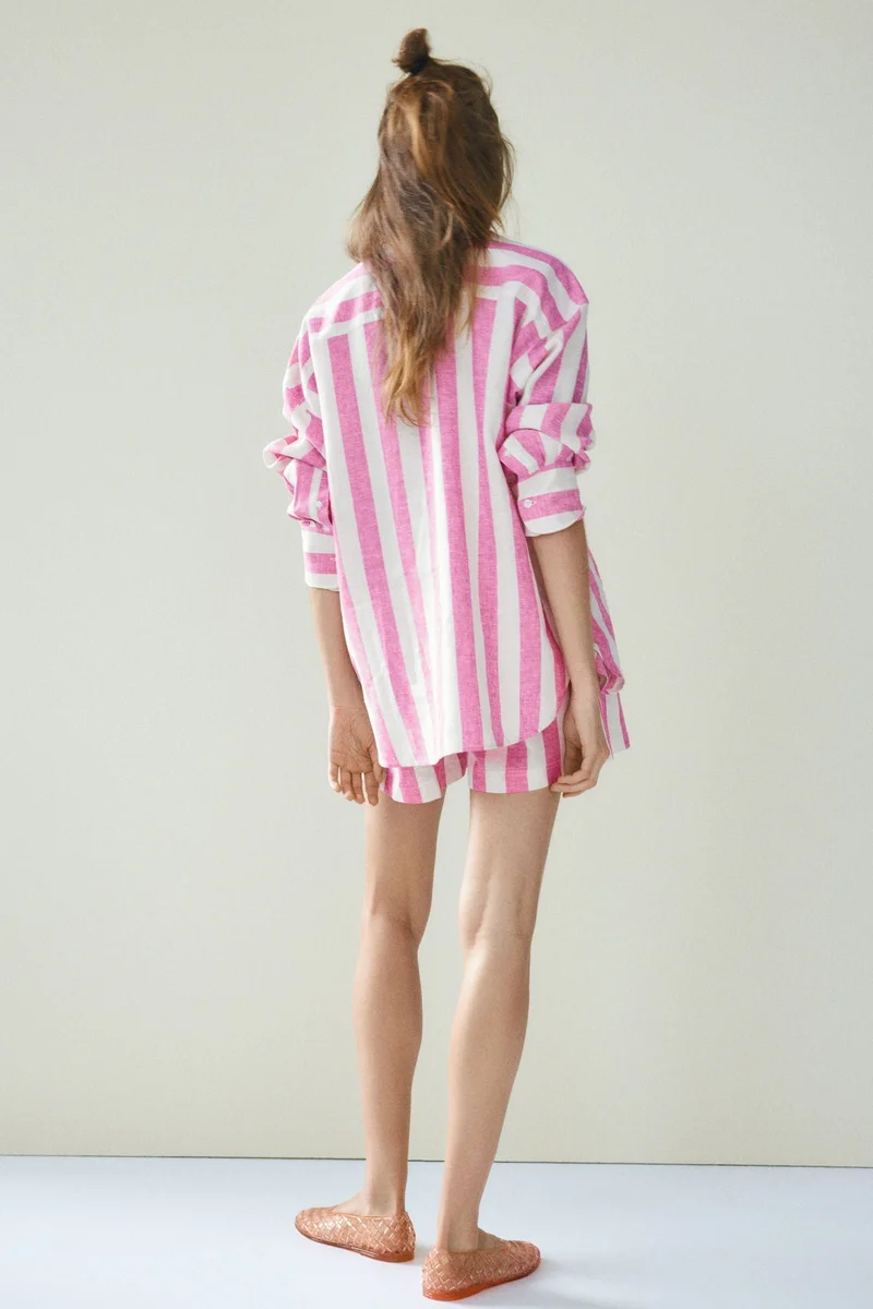 H&M Oversized linen-blend shirt