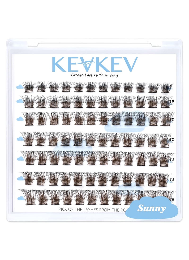 KevKev Colored Brown Lash Clusters 84 Pcs Cluster Lashes Brown Eyelash Clusters DIY Cluster Eyelash Extensions Lashes Natural Look Individual Lashes Soft and Comfortable(Sunny,C-8-16mix) 