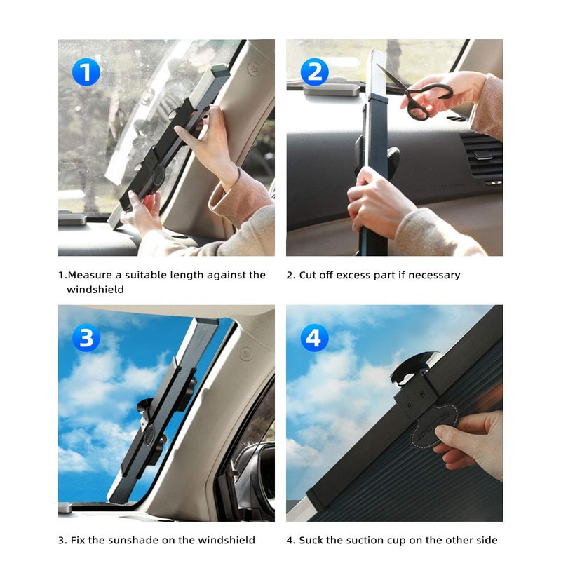 Retractable Windshield Sun Shade for Car Large Sun Visor Protector Blocks 99 UV Rays to Keep Your Vehicle Cool Auto Sunshade Fits Front Window of Various Models with Suction Cups 2021 New - Image 5