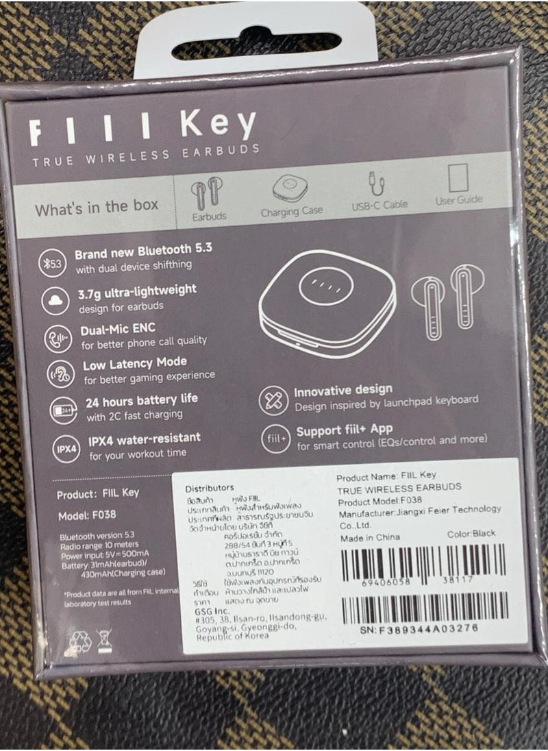FIIL - FIIL Key TWS Wireless Bluetooth 5.3 Earphone .purre cloction earbuds black.GLOBAL version 2024 - Image 1