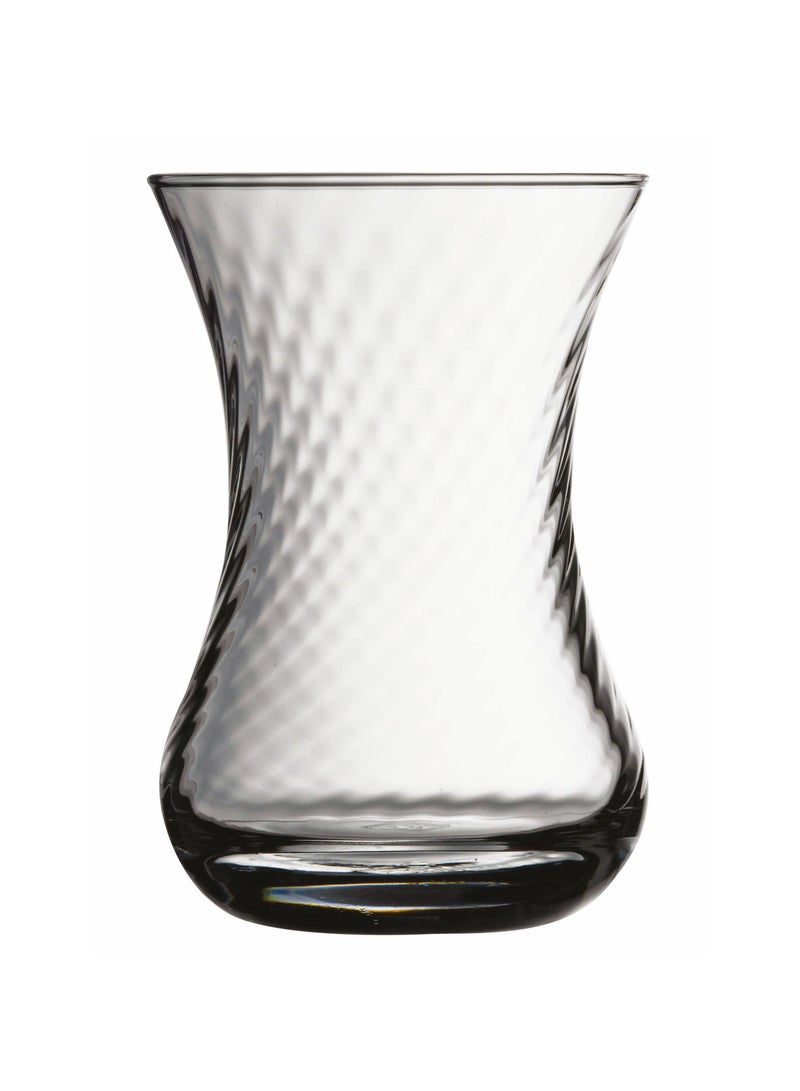 Pasabahce 6 Pieces Ince Belli Tea Cup Set Optical Design, 125 Ml Clear - Image 1