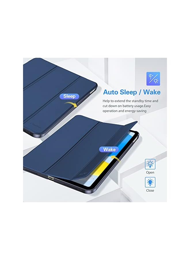 Procases for iPad 10th Generation Case 2022 iPad 10.9 Case, Slim Hard Shell Thin Transparent Back Tri-fold Protective Cases Shockproof Cover for 10.9 Inch 2022 iPad 10th Gen A2696 A2757 A2777 –Navy - Image 4