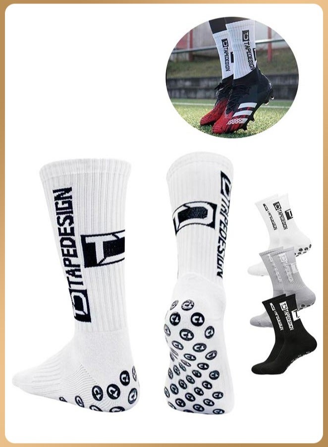Men's Anti Slip Football Socks, Mens Grip Socks Soccer Non Slip Socks for Men Anti Slip Socks Grippers Non Skid Training Athletic Socks, sport socks(3 pairs） - Image 1