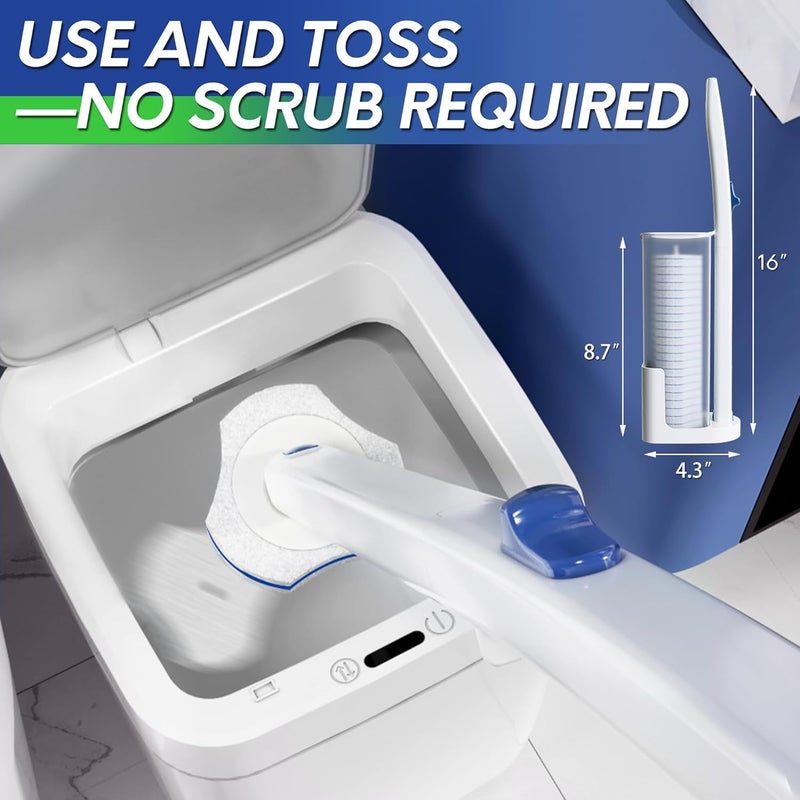 Sweanx Sweanx Disposable Toilet Brush, Toilet Cleaning Supplies, Toilet Brush with Holder and Pack of 8 Refills for Deep Cleaning and Hygienic Bathroom Maintenance (1 Pack)  - Image 4
