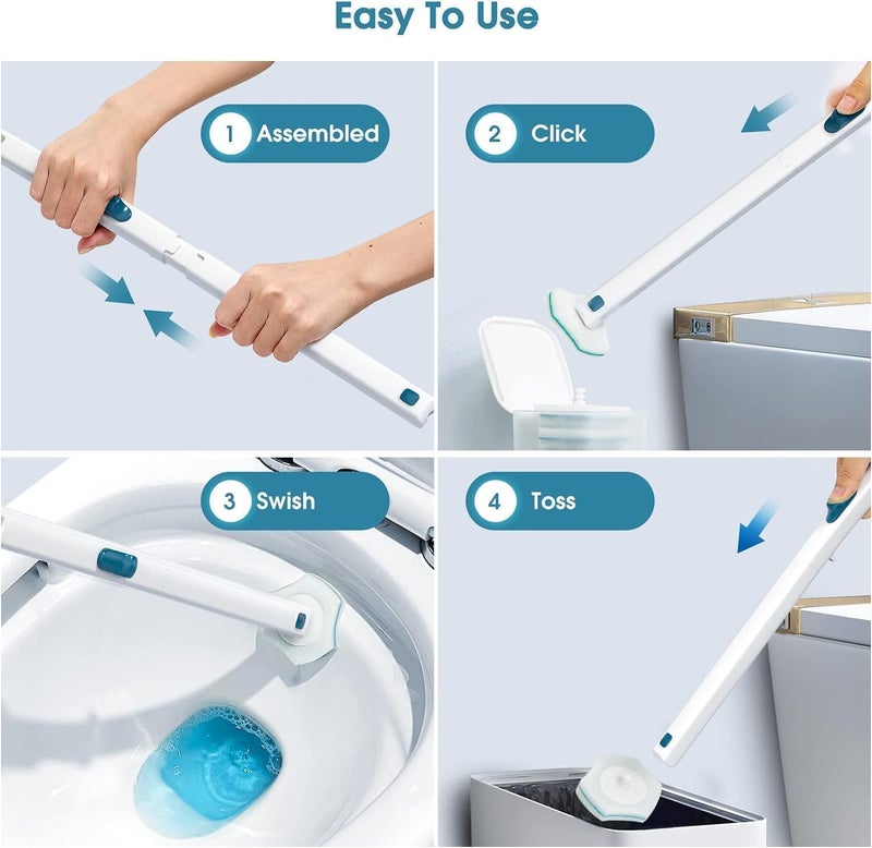 Sweanx Sweanx Disposable Toilet Brush, Toilet Cleaning Supplies, Toilet Brush with Holder and Pack of 8 Refills for Deep Cleaning and Hygienic Bathroom Maintenance (1 Pack)  - Image 5