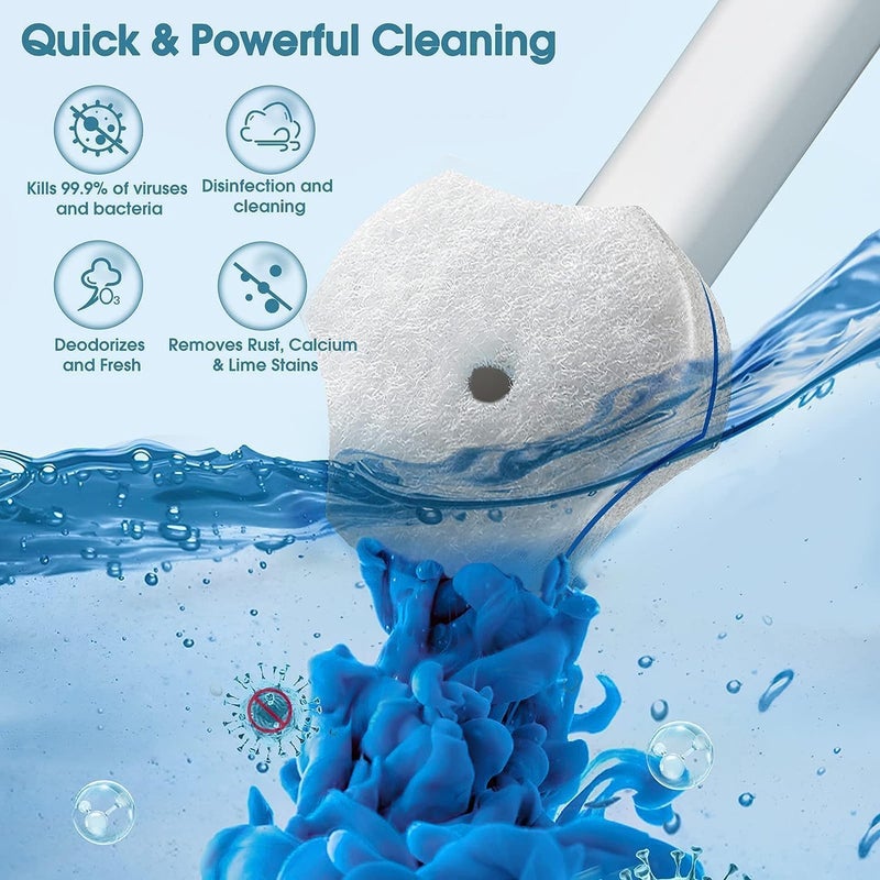 Sweanx Sweanx Disposable Toilet Brush, Toilet Cleaning Supplies, Toilet Brush with Holder and Pack of 8 Refills for Deep Cleaning and Hygienic Bathroom Maintenance (1 Pack)  - Image 2