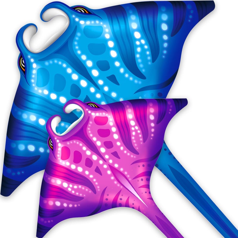 SGftre 3 Piece Set Butterfly Delta Octopus Kites for Kids and AdultsEasy to Fly for Outdoor Adults Children Line Kite for Kids Toy Manta Ray 2Piece SetBluePink 2 - Image 2
