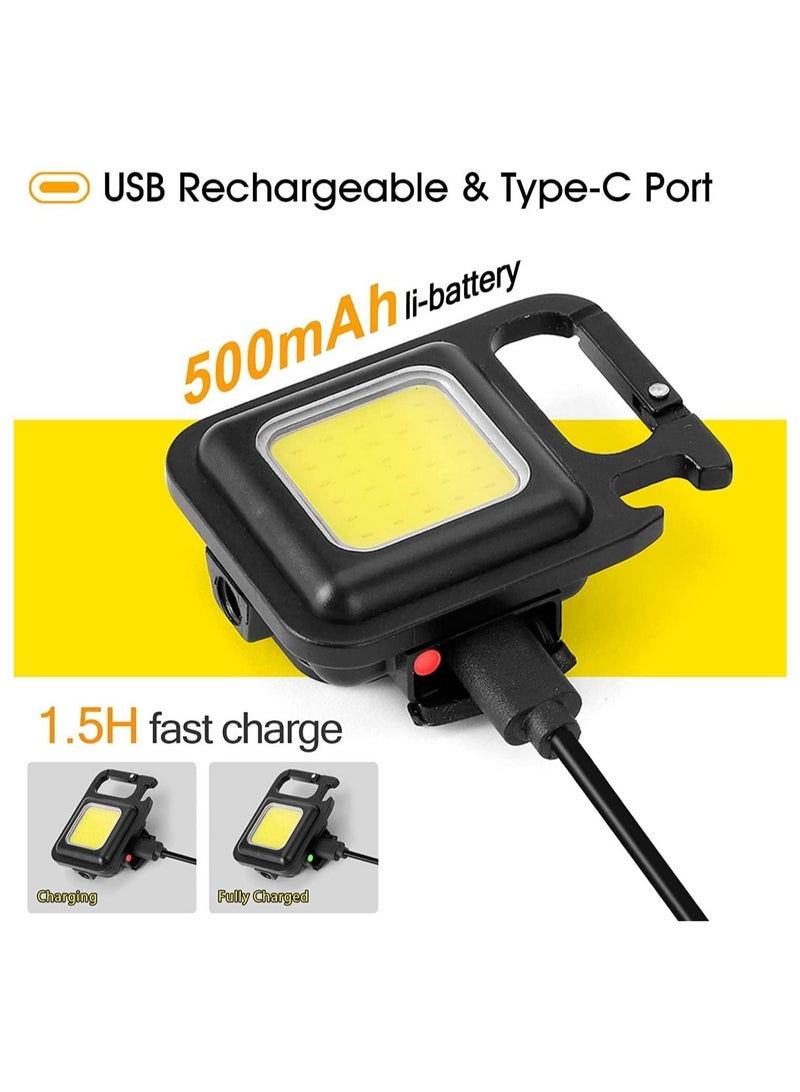 Small COB Work Light Rechargeable Mini Flashlight 800 High Lumens 4 Light Modes Pocket Led Flashlight with Folding Bracket Bottle Opener and Magnet Base for Running - Image 5