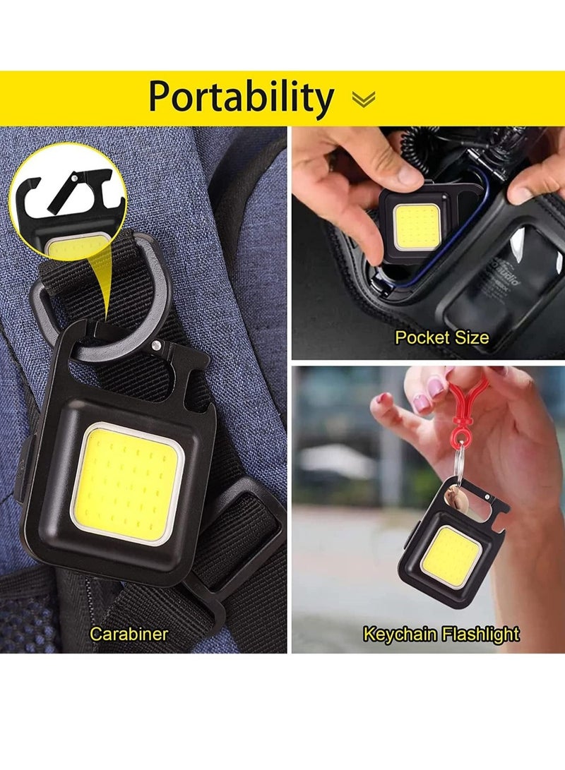 Small COB Work Light Rechargeable Mini Flashlight 800 High Lumens 4 Light Modes Pocket Led Flashlight with Folding Bracket Bottle Opener and Magnet Base for Running - Image 4