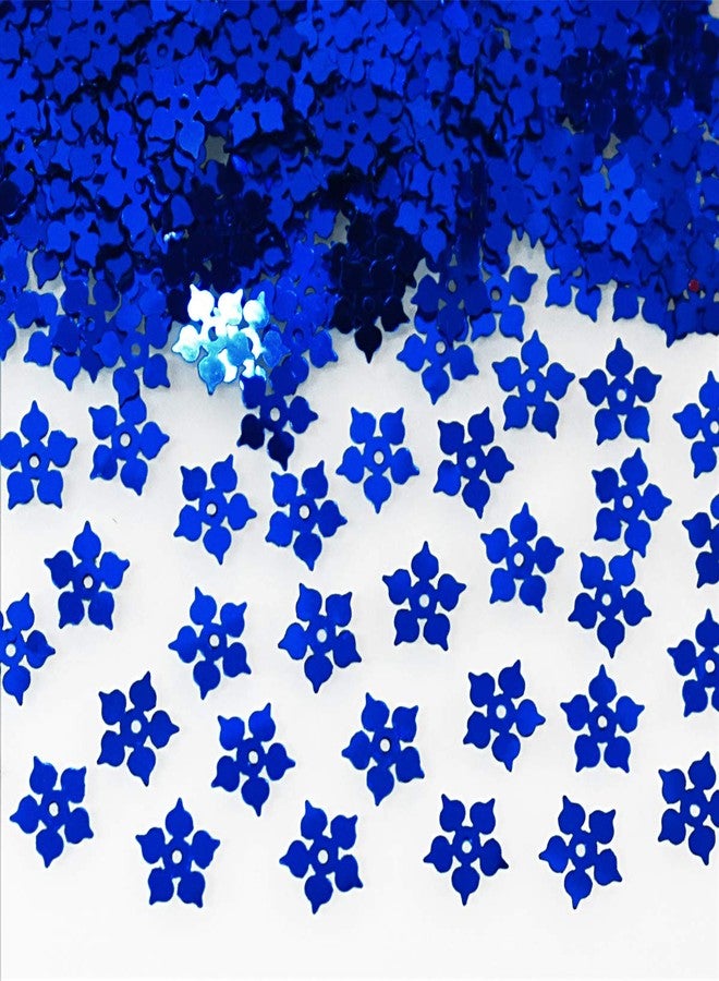 Embroiderymaterial Flower Shape Sequins Sitara for Craft and Embroidery 50gm (Royal Blue, 8MM) - Image 1
