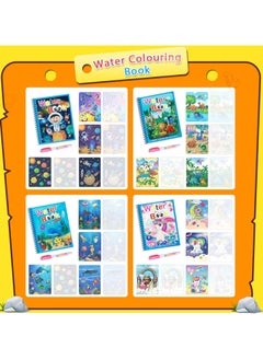 FLYHSO 4 Pack Cartoon Water Coloring Magic Book With Water Pen, Water Coloring Magic Book Toddlers Kids Reusable Painting Unicorn Animal Cartoon Coloring Book Boys Girls Educational Learning Toys Gifts  - Image 2