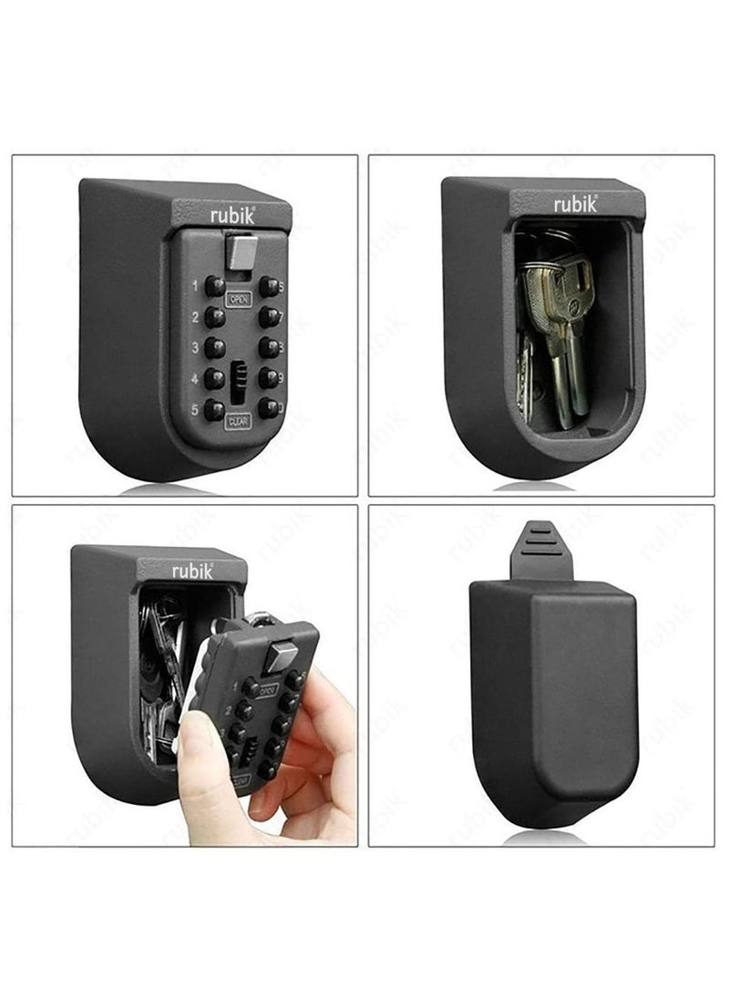 Rubik Key Storage Safe Box with 10-Digits Code Combination Password Security Lock Waterproof Wall Mount Push Button for Home Room Office  - Image 3