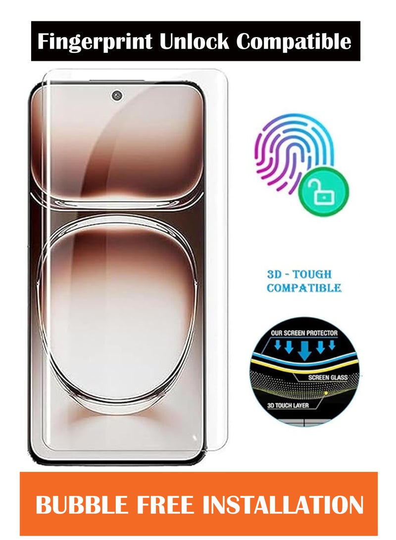 For Oppo Reno 12 5G - UV Advanced Premium Tempered Glass Screen Protector Guard , Full Adhesive UV Curved Case Friendly HD Clarity With Installation Kit - Image 2