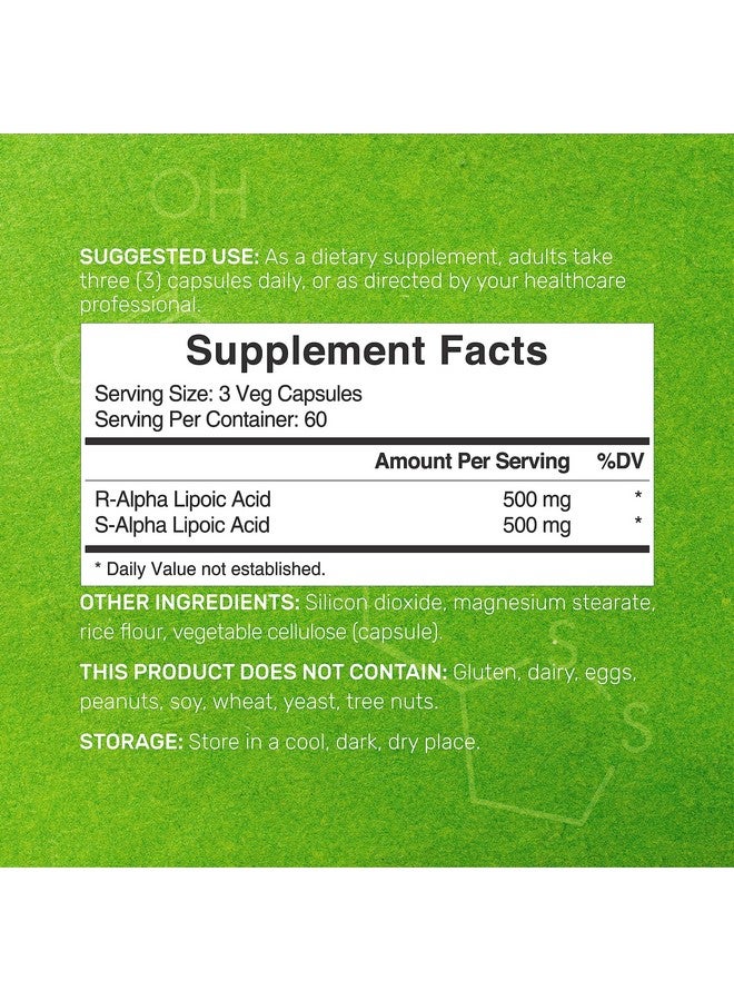 DEAL SUPPLEMENT حمض ألفا ليبويك 1,000 ملغ، 180 كبسولة نباتية - 50/50 R-ALA و S-ALA لأقصى توافر حيوي - مكمل مضاد للأكسدة - دعم الطاقة والجهاز العصبي - غير معدل وراثيًا - Image 2
