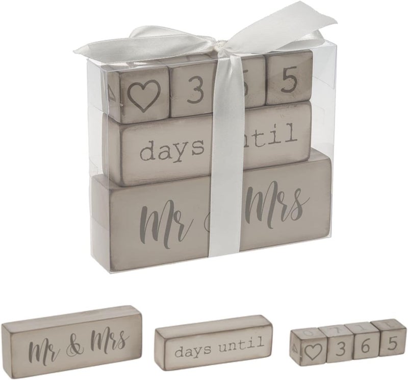 GANZ 6 Piece Wooden Block Wedding Day Countdown Calendar - Image 2
