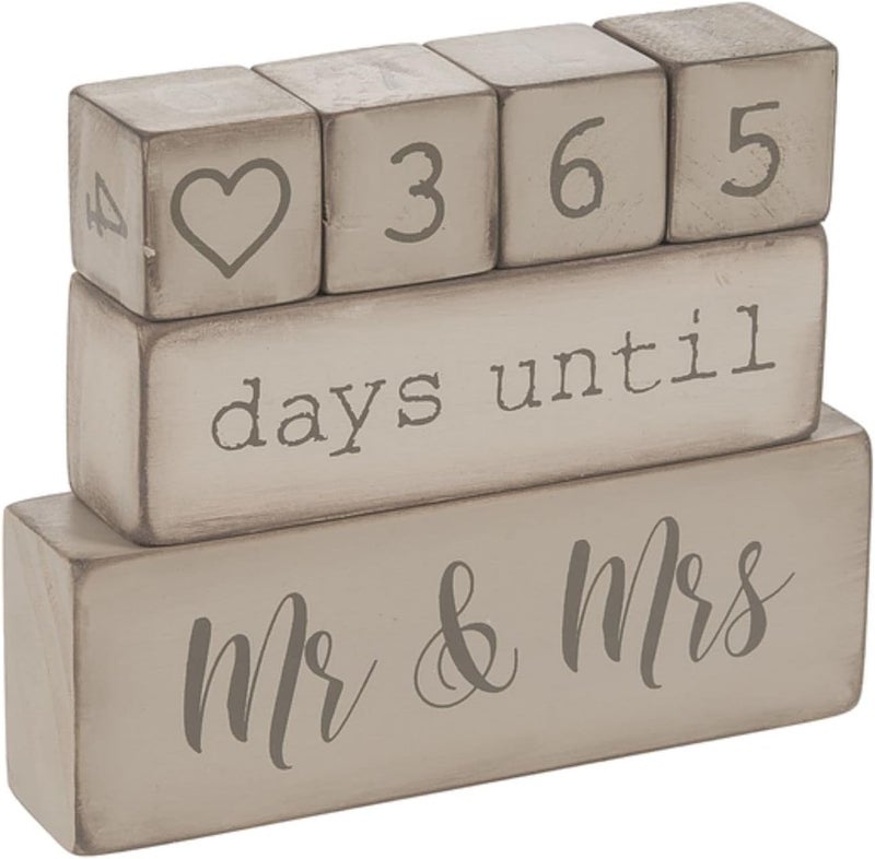 GANZ 6 Piece Wooden Block Wedding Day Countdown Calendar - Image 1