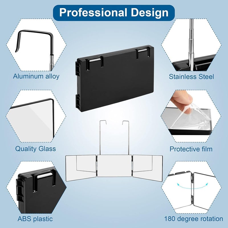 KN ENTERPRISE KN Enterprise 360 LED Mirror Travel Version with Adjustable Telescoping Hooks Perfect Self Haircut Mirror for Men 3 Way Mirror for Hair Cutting  - Image 5