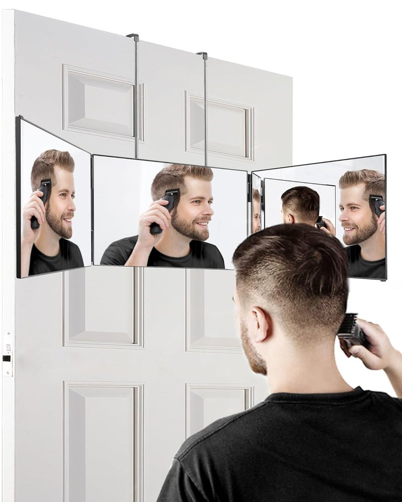KN ENTERPRISE KN Enterprise 360 LED Mirror Travel Version with Adjustable Telescoping Hooks Perfect Self Haircut Mirror for Men 3 Way Mirror for Hair Cutting  - Image 1