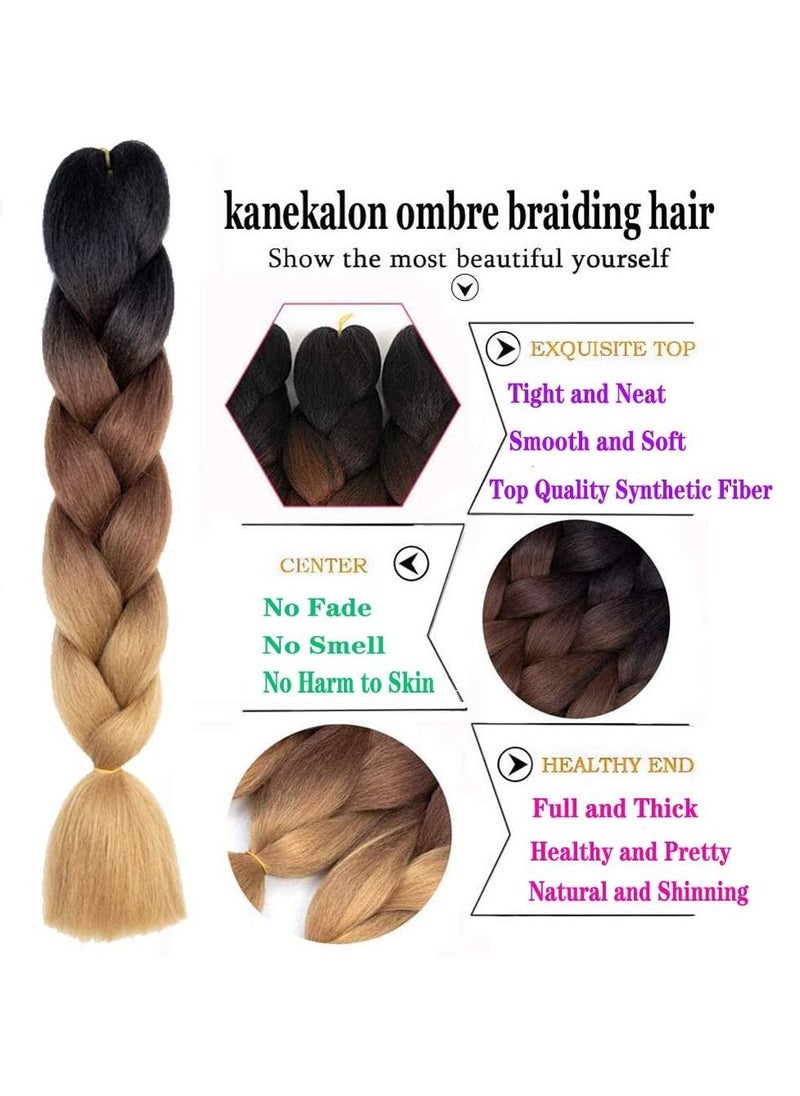 Estelle Estelle 6 Packs Jumbo Natural Black Braiding Hair Extensions 24 Inch High Temperature Synthetic Fiber Hair Extensions for Braiding (#1B)  - Image 4