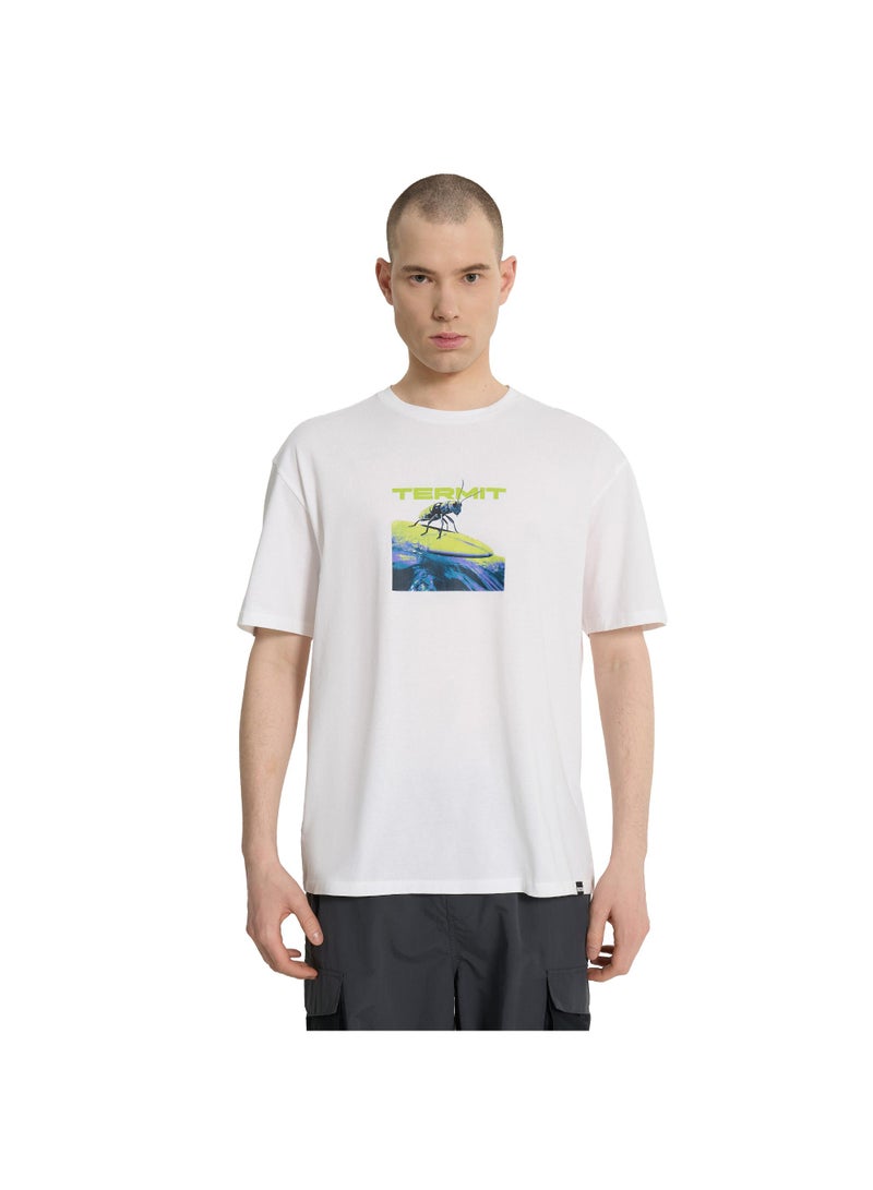 Termit تي شيرت رجالي أبيض EU 44-46، تيرميت، قطن عالي الجودة، تصميم فضفاض، قابل للتنفس، أنيق ومريح للتزلج ومغامرات المدينة - Image 2