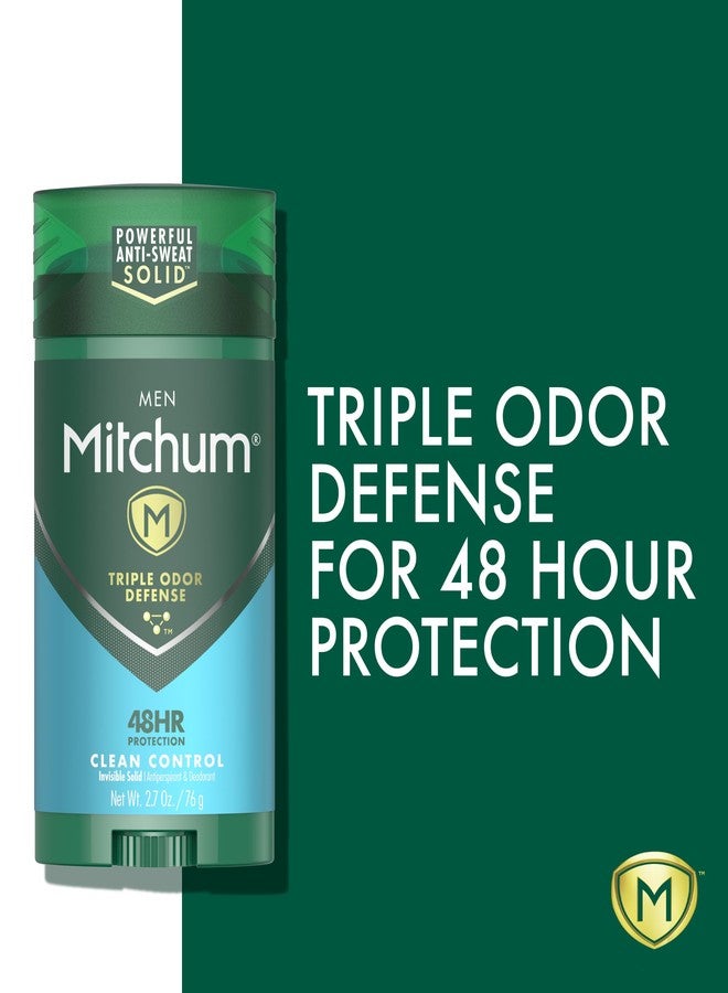 Mitchum Men's Deodorant, Antiperspirant Stick, Triple Odor Defense Invisible Solid, 48 Hr Protection, Dermatologist Tested, Clean Control, 2.7 oz - Image 4