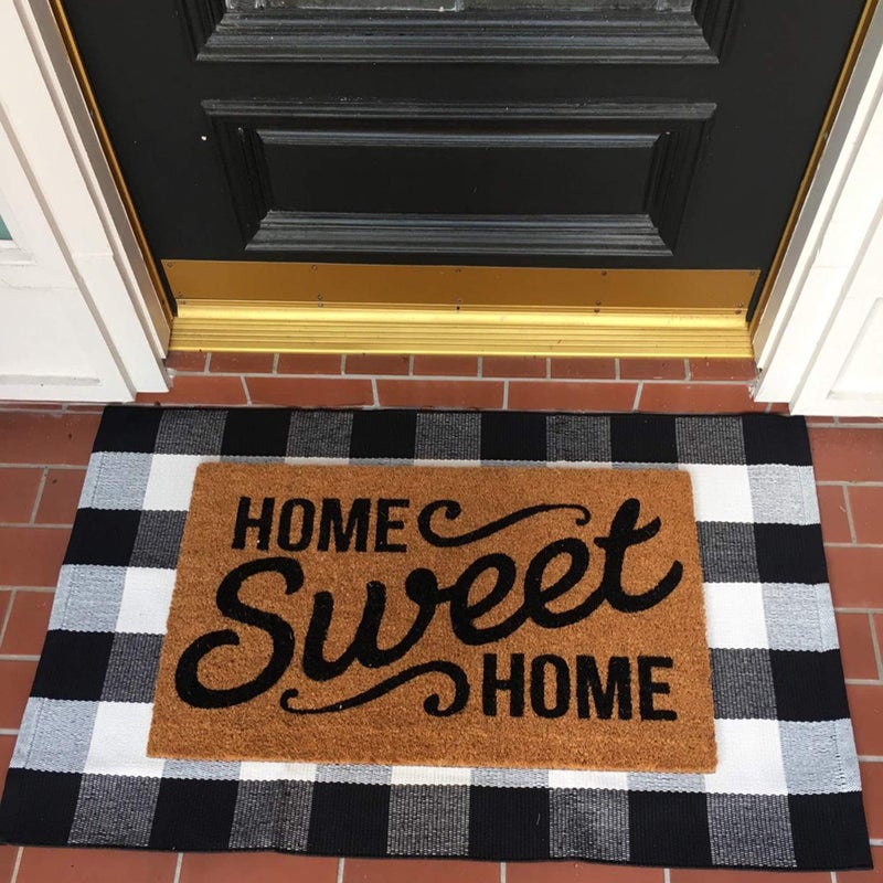 MUBIN Cotton Buffalo Plaid Rug 27.5 x 43 Inches Black and White Check Rugs Hand-Woven Indoor or Outdoor Rugs for Layered Door Mats Washable Carpet for Front Porch  Kitchen  Farmhouse  Entryway - Image 2