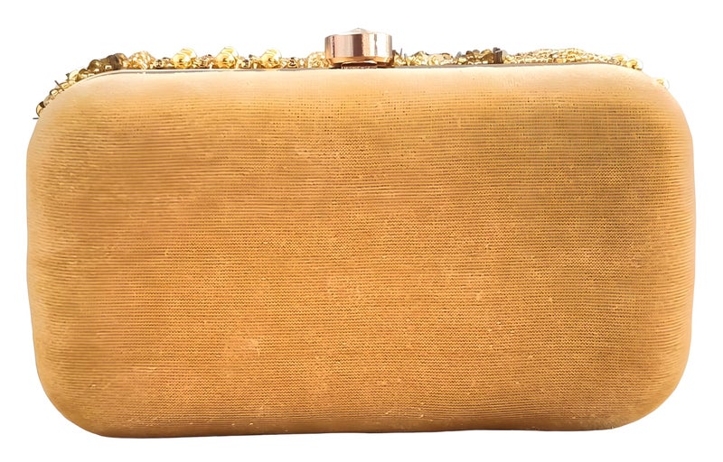 DUCHESS Golden Pearl Embellished Clutch for Women | Sequin & Beaded Party Purse | Elegant Wedding Handbag for Girls | Stylish Bridal Accessory | Designer Evening Bag for Festive Occasions - Image 3