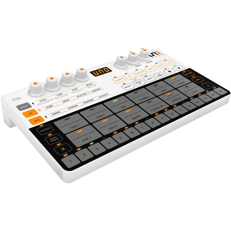IK Multimedia آلة الطبول التناظرية والرقمية IK Multimedia UNO Drum مع 6 أصوات تناظرية 64 خطوة Sequencer USB و 25 مم MIDI 100 نمط مسبق الطاقة بالبطارية وقابلة للحمل