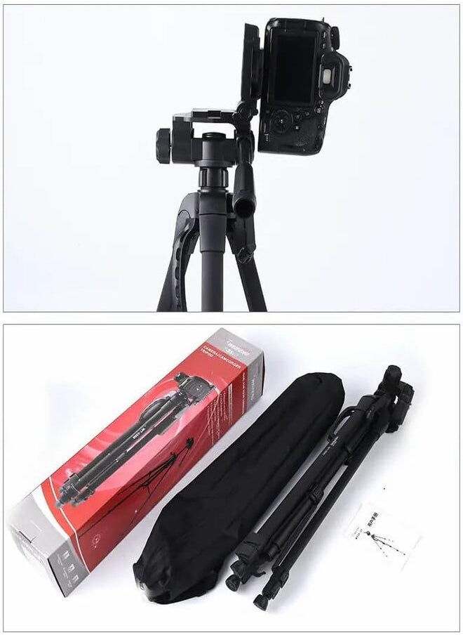 SUKILO Camera Tripod with Phone Grip, Adjustable Height, 360° Ball Head, Lightweight Travel Stand, Compatible with Smartphones & DSLR Cameras, Black Plastic Tripod for Photography & Video  - Image 3