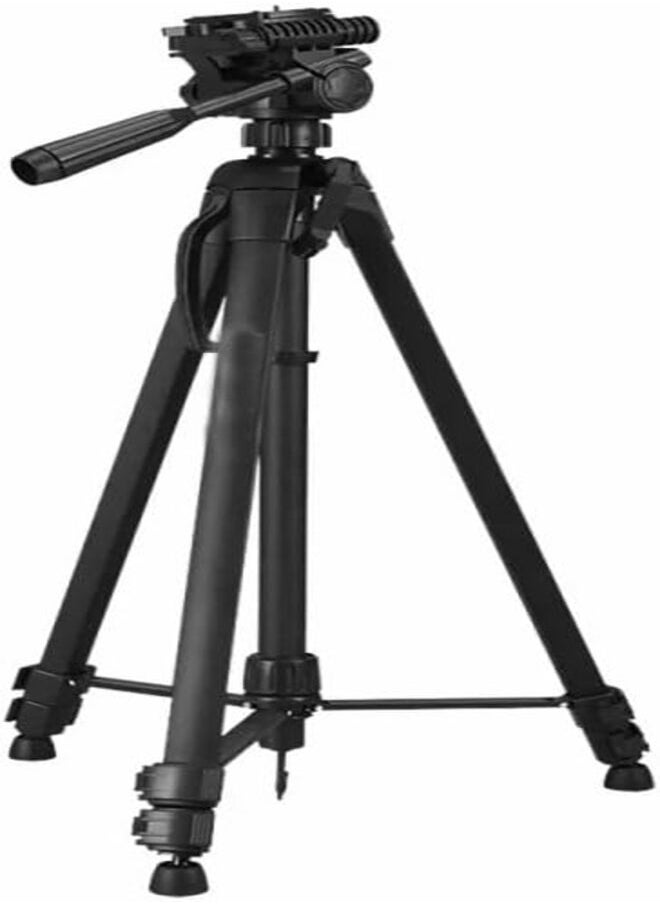 SUKILO Camera Tripod with Phone Grip, Adjustable Height, 360° Ball Head, Lightweight Travel Stand, Compatible with Smartphones & DSLR Cameras, Black Plastic Tripod for Photography & Video  - Image 1