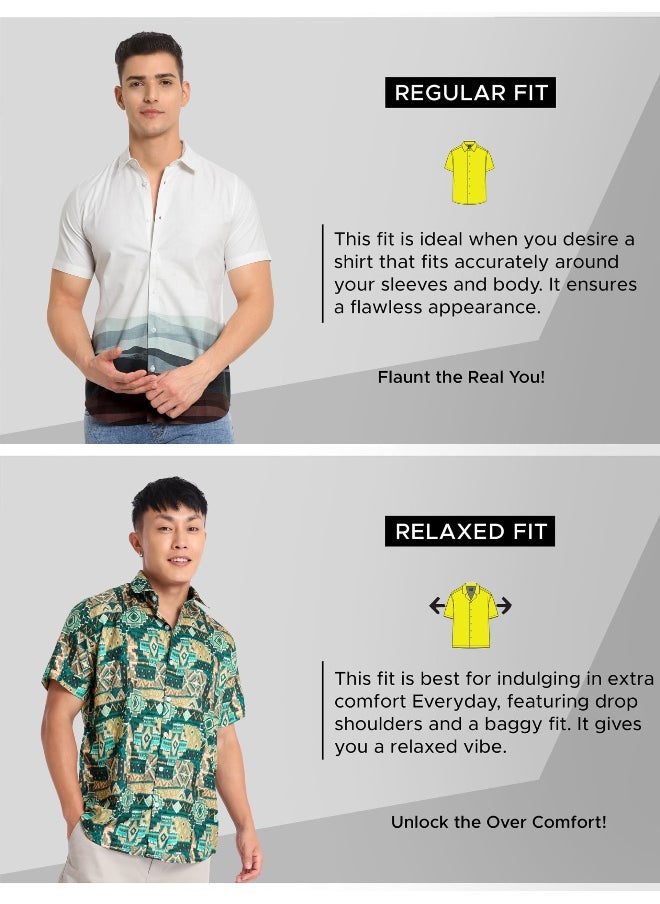 Beyoung Half Sleeve Green Aztec Hawaiian Shirt for Men  - Image 3