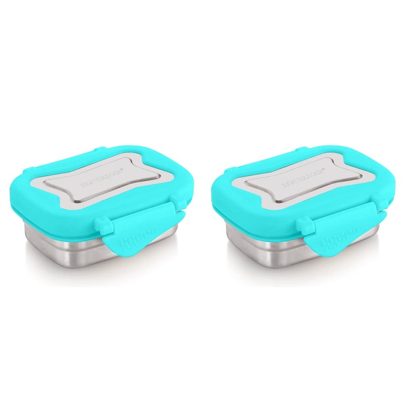 STEELLOCK Smart Stainless Steel Tiffin Lunch Box for Kids and Adults | Airtight & Leakproof | Rectangle Tiffin Box for School & Office with Steel Lid | Turquoise 170ml - 2pc - Image 5