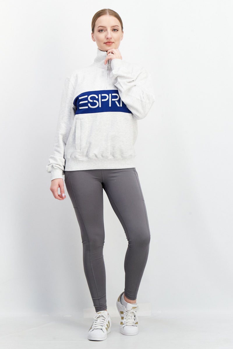 ESPRIT Women High Neck Long Sleeve Sweatshirt, Light Grey - Image 2