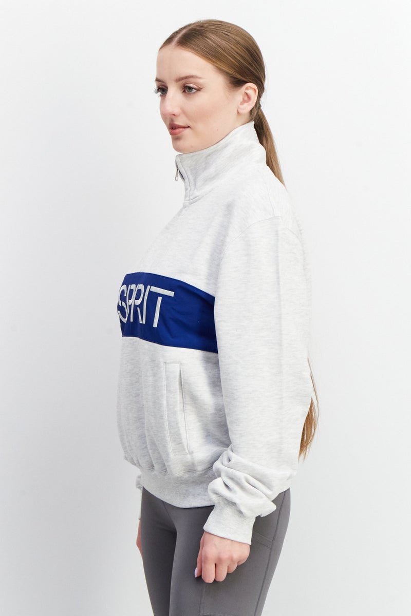 ESPRIT Women High Neck Long Sleeve Sweatshirt, Light Grey - Image 4