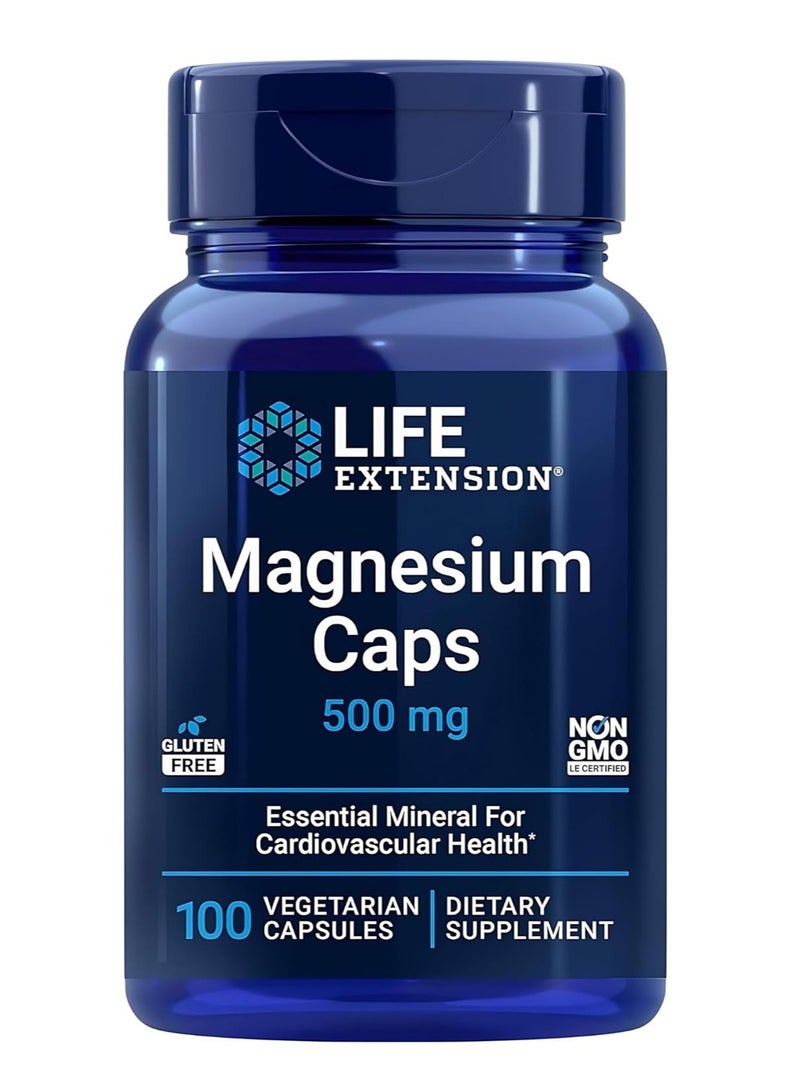 لايف إكستنشن كبسولات مغنيسيوم 500 مجم مع سيترات أكسيد المغنيسيوم والسكسينات تدعم صحة القلب والعظام وتساعد على التمثيل الغذائي، خالية من الغلوتين وغير معدلة وراثيًا، 100 كبسولة نباتية - Image 1