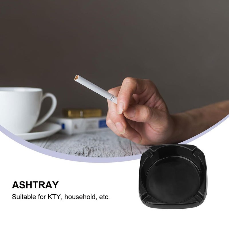 High Heat Resistant Square Smoking Ashtray Smooth Surface Lightweight for Indoor Outdoor Use Black - Image 4
