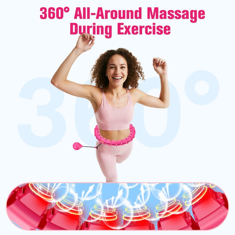 XVCAS Fit Hoop Weighted Hula Pilates Circles, 32 Detachable Parts & 65-Inch Plus-Size Fit, Weight Loss Fitness Gear, Quiet Home Workout Tool for Waist Training & Gifts for Adult Women - Image 2