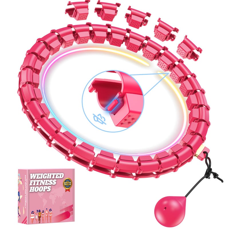 XVCAS Fit Hoop Weighted Hula Pilates Circles, 32 Detachable Parts & 65-Inch Plus-Size Fit, Weight Loss Fitness Gear, Quiet Home Workout Tool for Waist Training & Gifts for Adult Women - Image 1