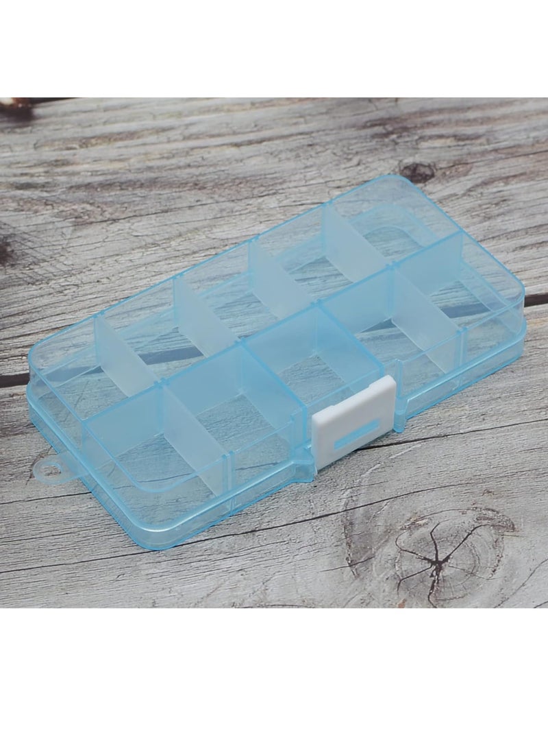 Bukela 4 Pcs 10 Grids 5 Inch x 2.5 Inch Adjustable Small Removable Plastic Jewelry Organizer Divider Storage Box Jewelry Earring Tool Containers (Blue)  - Image 2
