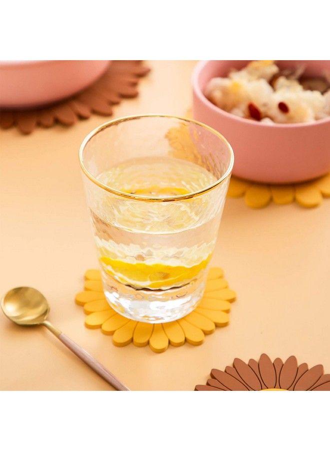 Wonlex Sunflower Drink Coasters 2 Pack Silicone Coasters For Drinks Flower Soft Rubber Coaster Protect Furniture From Water Marks Or Damage Non Slip Coasters (Small Yellow) - Image 3