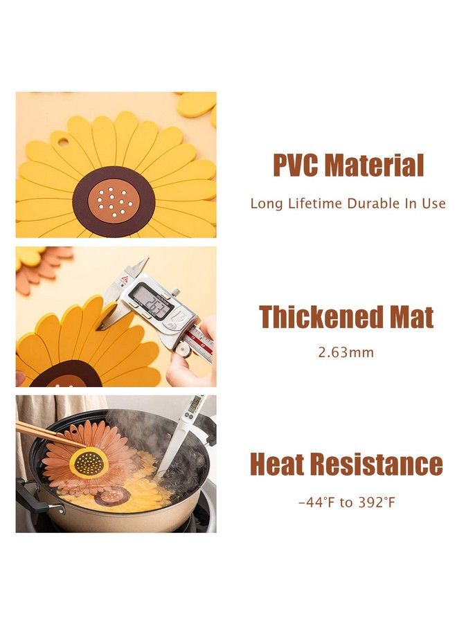 Wonlex Sunflower Drink Coasters 2 Pack Silicone Coasters For Drinks Flower Soft Rubber Coaster Protect Furniture From Water Marks Or Damage Non Slip Coasters (Small Yellow) - Image 4