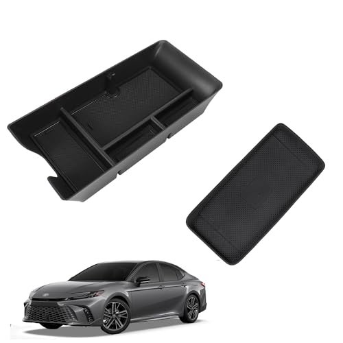Sinminou Center Console Organizer Compatible with 2025-2026 Toyota Camry Accessories, Armrest Storage Box Glove Organizer Tray Secondary Insert Charging Zone Anti-Slip Mat with Sunglasses - Image 1