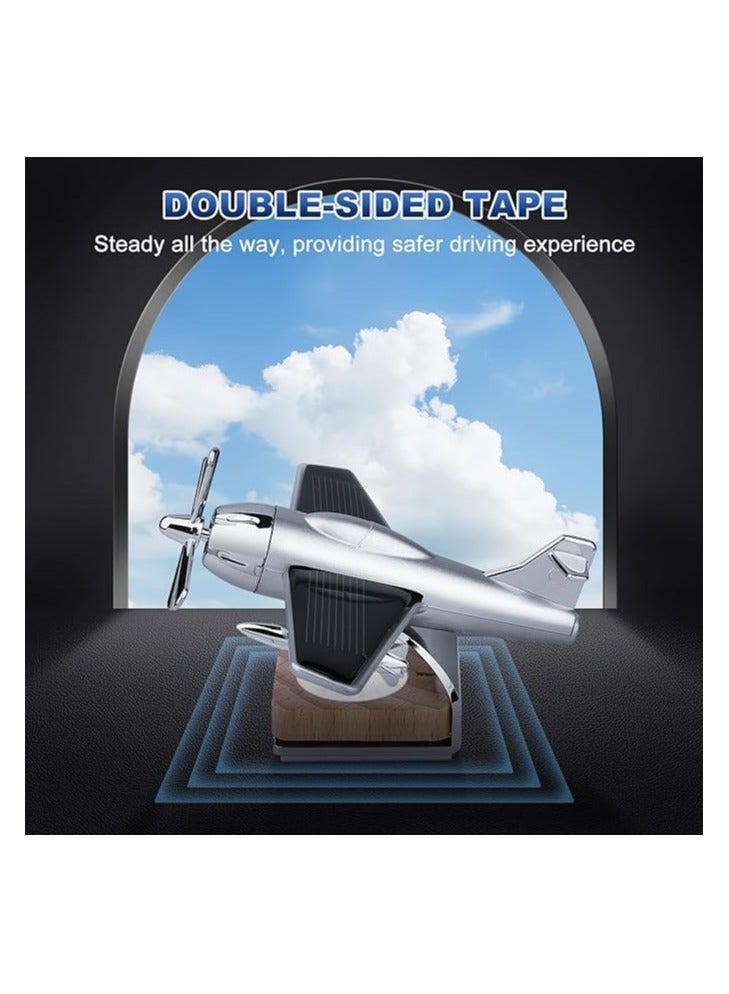 MUNTAQI Silver Aircraft Shaped Solar Powered Rotating Fan Car Air Freshener Car Dashboard Accessory For Car Interior Decoration For All Cars (SILVER) - Image 3