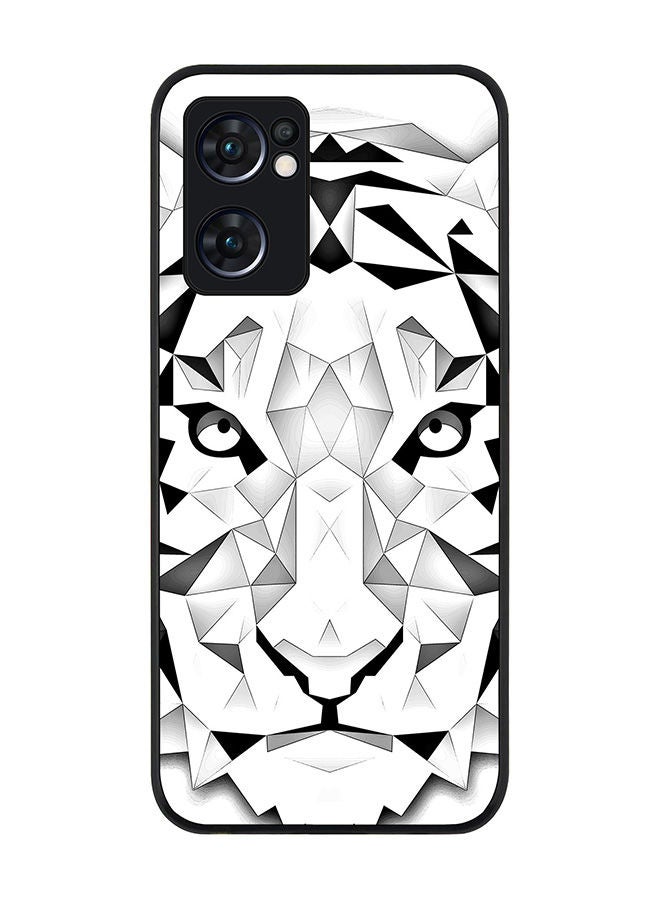 Stylizedd Rugged Black edge case for Oppo Reno7 5G  Slim fit Soft Case Flexible Rubber Edges Anti Drop TPU Gel Thin Cover - Poly Tiger - Image 1