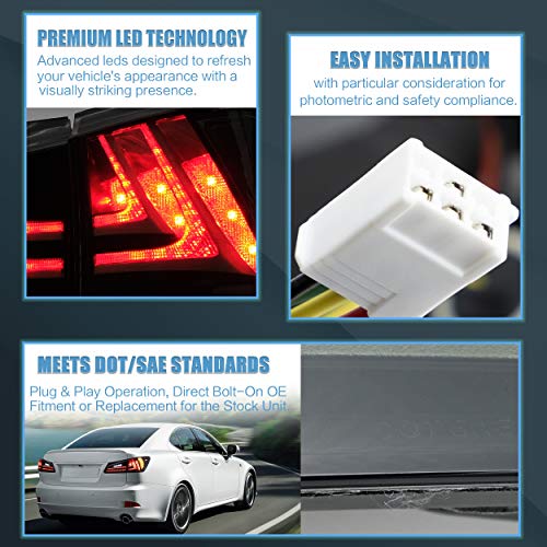 VLAND Tail lights Assembly Fit for Lexus IS 2nd Gen 2006-2012 Lexus IS250, IS350, IS220d, 2008-2015 ISF 4-Door, Plug-and-play, Smoked - Image 5
