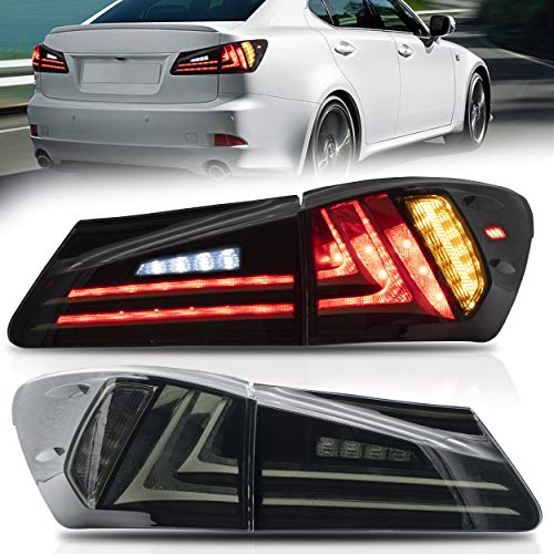 VLAND Tail lights Assembly Fit for Lexus IS 2nd Gen 2006-2012 Lexus IS250, IS350, IS220d, 2008-2015 ISF 4-Door, Plug-and-play, Smoked - Image 1