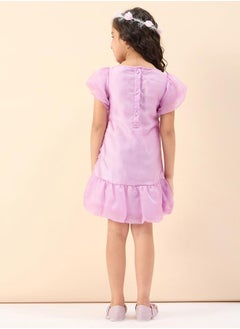 Stylo Bug Solid Ruched Puff Sleeves A-Line Dress by Styli  - Image 4