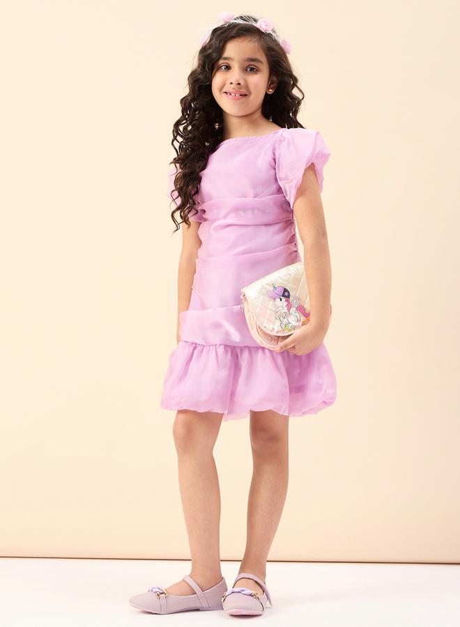 ستايلو بج فستان ستايلو بوغ بأكمام منفوشة مكشكشة وخط - Image 2